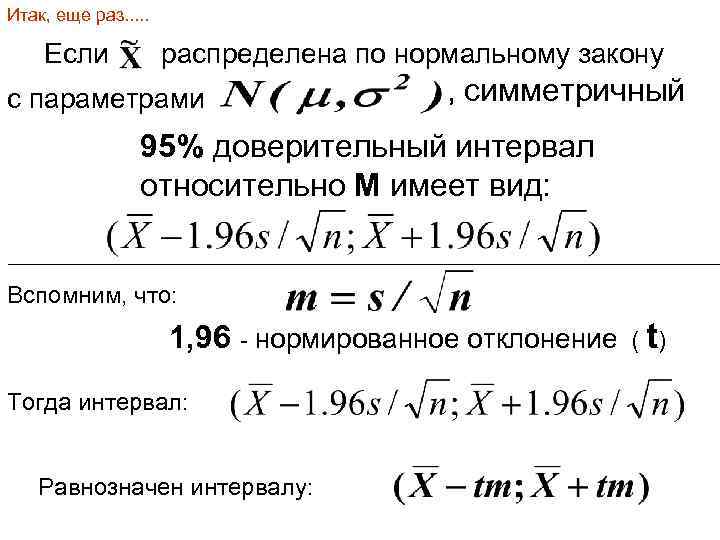 Итак, еще раз. . . Если распределена по нормальному закону с параметрами , симметричный