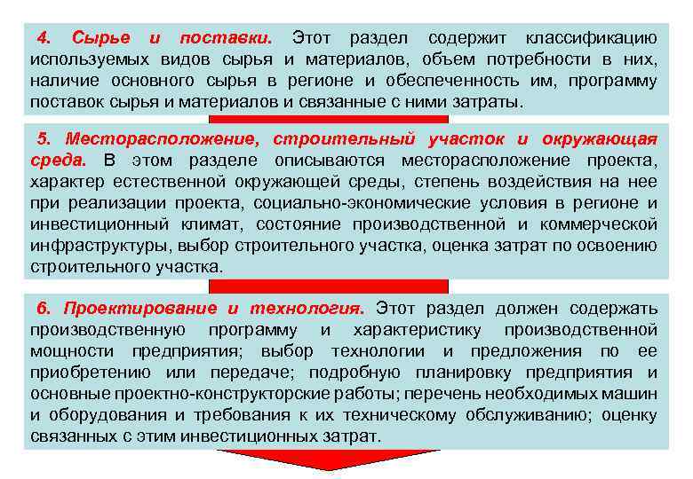 4. Сырье и поставки. Этот раздел содержит классификацию используемых видов сырья и материалов, объем