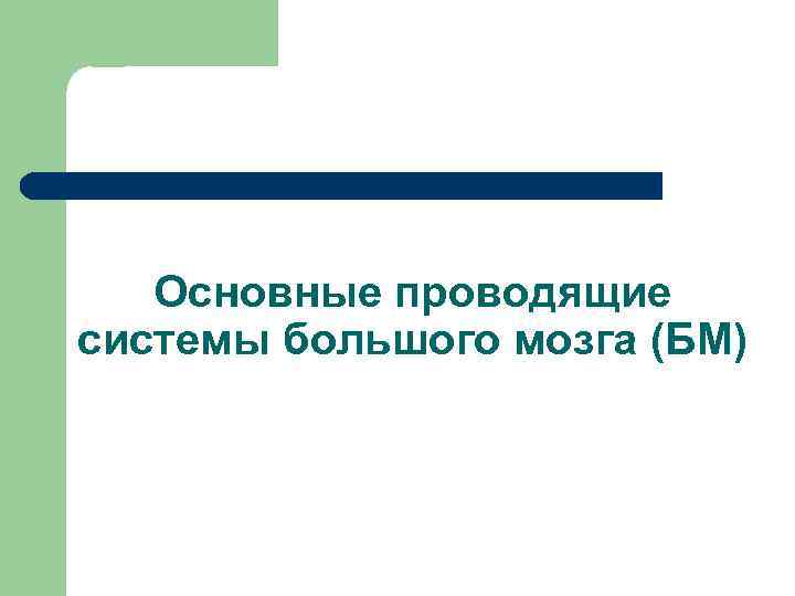 Основные проводящие системы большого мозга (БМ) 