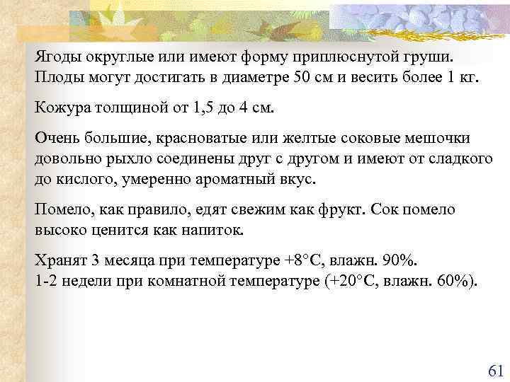 Ягоды округлые или имеют форму приплюснутой груши. Плоды могут достигать в диаметре 50 см