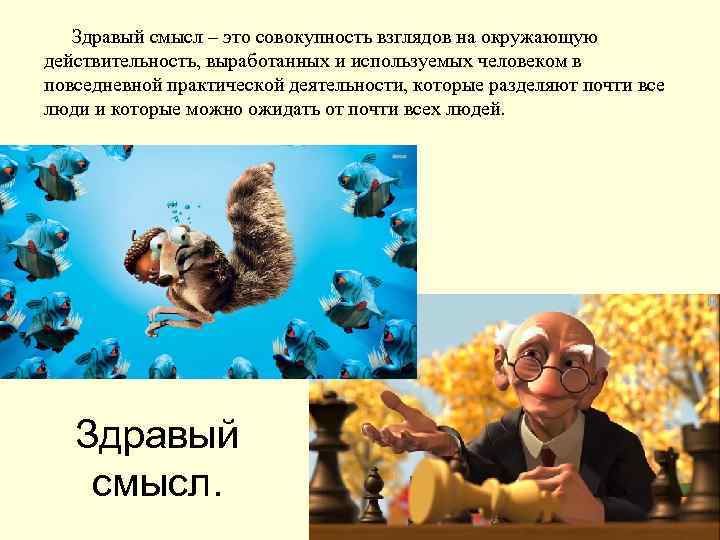 Здравый смысл – это совокупность взглядов на окружающую действительность, выработанных и используемых человеком в