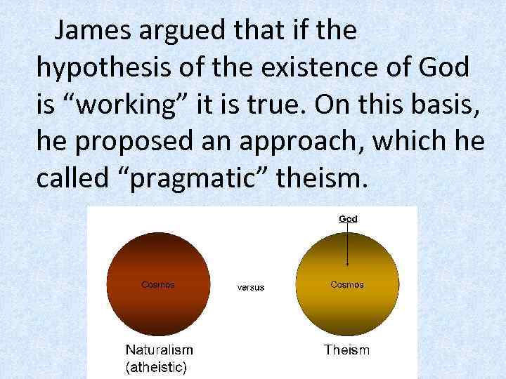 James argued that if the hypothesis of the existence of God is “working” it
