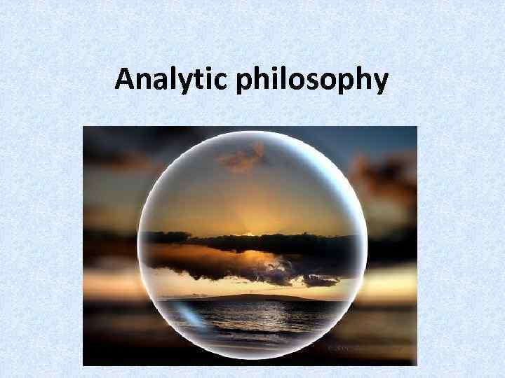 Analytic philosophy 