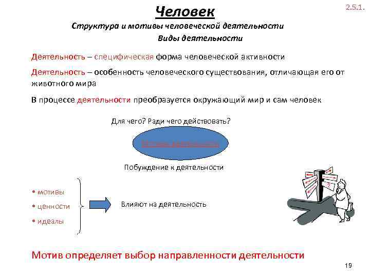 Человек 2. 5. 1. Структура и мотивы человеческой деятельности Виды деятельности Деятельность – специфическая