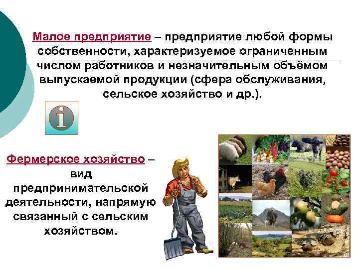 Малое предприятие – предприятие любой формы собственности, характеризуемое ограниченным числом работников и незначительным объёмом