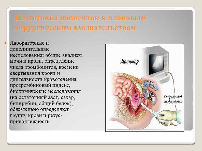 Подготовка пациенток к плановым хирургическим вмешательствам Лабораторные и дополнительные исследования: общие анализы мочи и