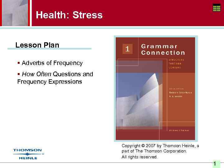 Health: Stress Lesson Plan § Adverbs of Frequency § How Often Questions and Frequency