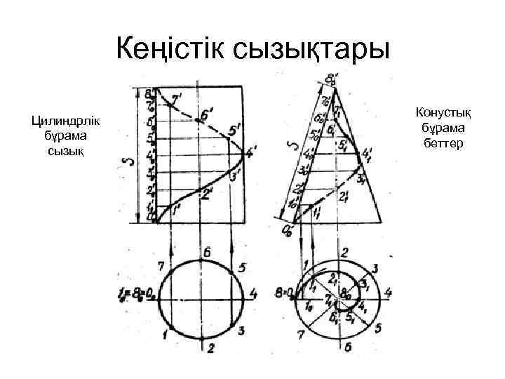 Кеңістік сызықтары Цилиндрлік бұрама сызық Конустық бұрама беттер 