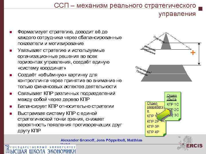 ССП – механизм реального стратегического управления n n n Формализует стратегию, доводит её до