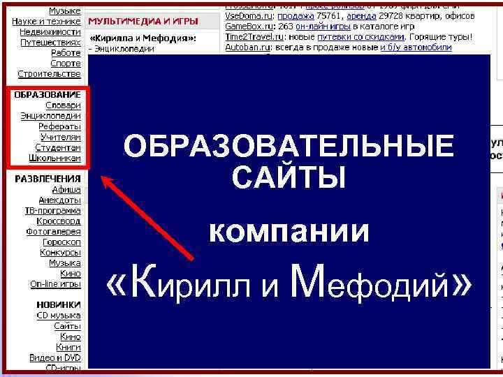 ОБРАЗОВАТЕЛЬНЫЕ САЙТЫ компании «Кирилл и Мефодий» 