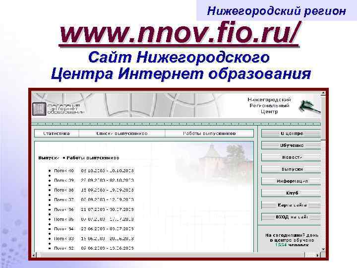 Нижегородский регион www. nnov. fio. ru/ Сайт Нижегородского Центра Интернет образования 