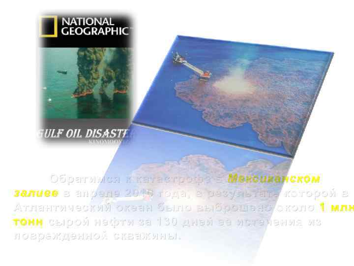 Обратимся к катастрофе в Мексиканском заливе в апреле 2010 года, в результате которой в