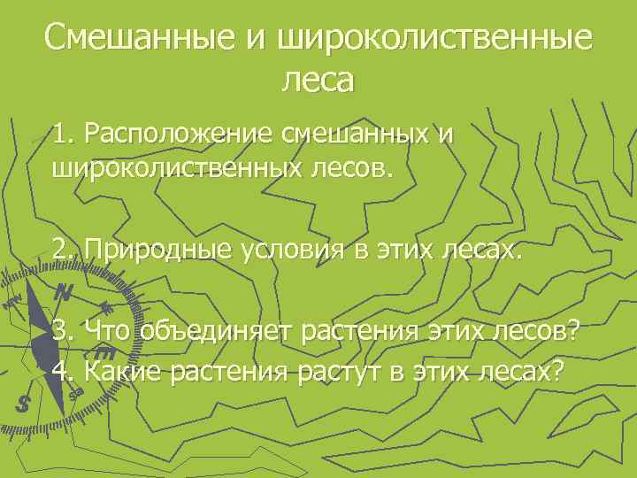 Смешанные и широколиственные леса ► 1. Расположение смешанных и широколиственных лесов. ► 2. ►
