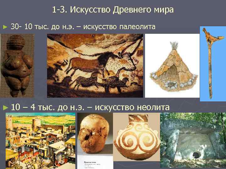1 -3. Искусство Древнего мира ► 30 - 10 тыс. до н. э. –