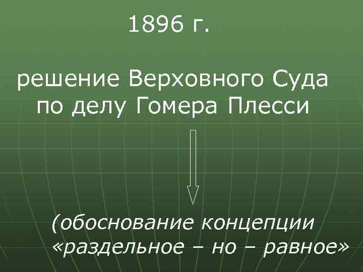 1896 г. решение Верховного Суда по делу Гомера Плесси (обоснование концепции «раздельное – но