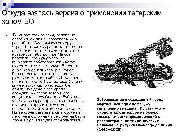 Откуда взялась версия о применении татарским ханом БО n В основе этой версии, далеко
