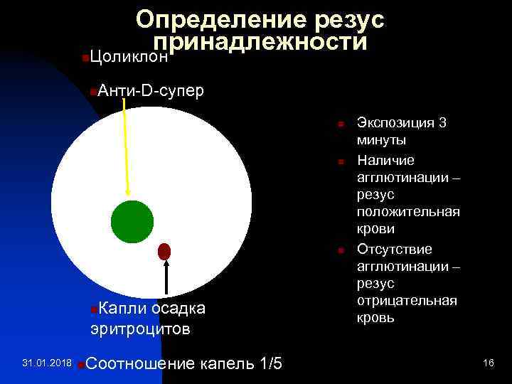 Определение резус принадлежности n. Цоликлон n Анти-D-супер n n n Капли осадка эритроцитов n