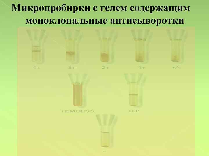 Микропробирки с гелем содержащим моноклональные антисыворотки 