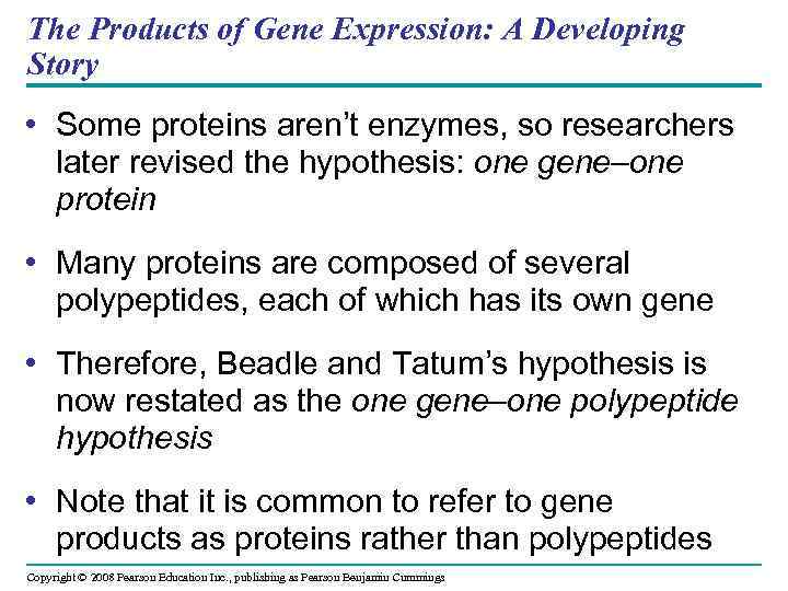 The Products of Gene Expression: A Developing Story • Some proteins aren’t enzymes, so