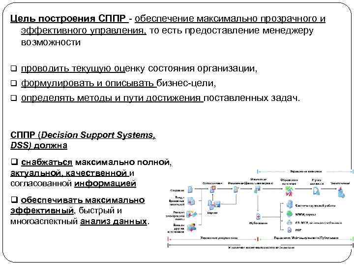 Цель построения СППР - обеспечение максимально прозрачного и эффективного управления, то есть предоставление менеджеру