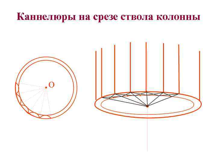 Каннелюры на срезе ствола колонны 