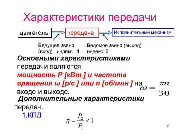 Характеристика передачи