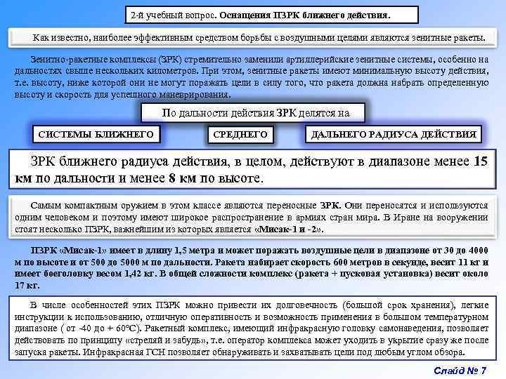 2 -й учебный вопрос. Оснащения ПЗРК ближнего действия. Как известно, наиболее эффективным средством борьбы