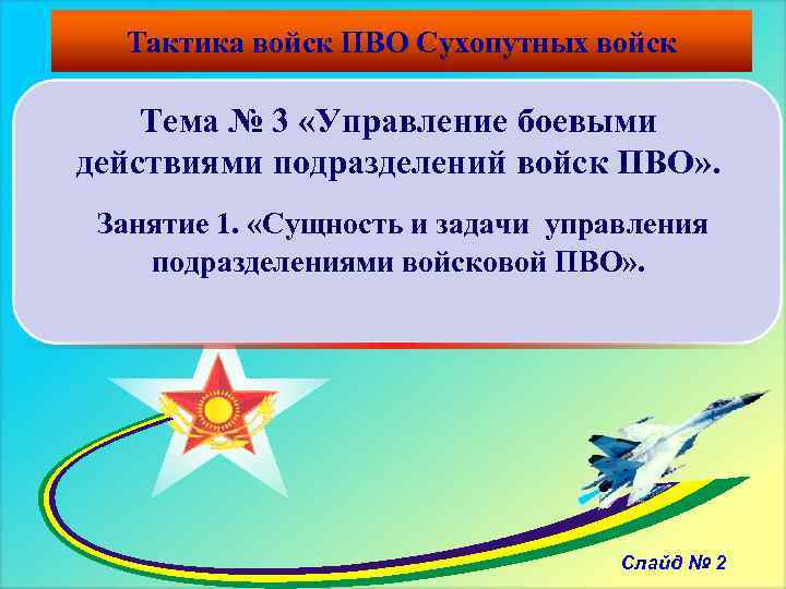 Тактика войск ПВО Сухопутных войск Тема № 3 «Управление боевыми действиями подразделений войск ПВО»