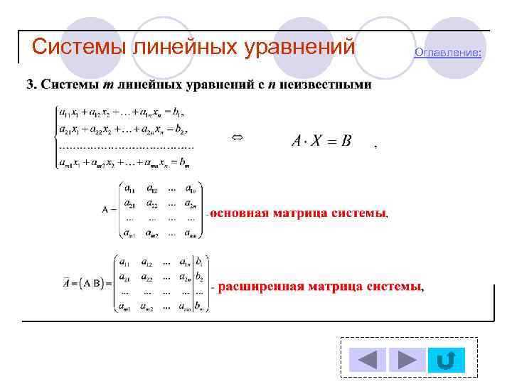 Системы линейных уравнений Оглавление: 