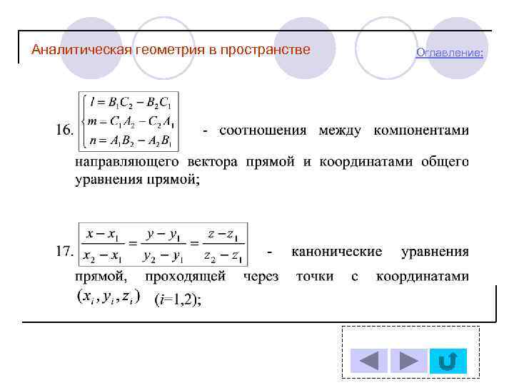 Аналитическая геометрия в пространстве Оглавление: 