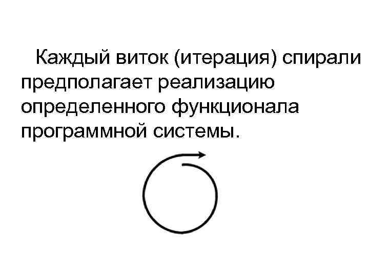 Каждый виток (итерация) спирали предполагает реализацию определенного функционала программной системы. 