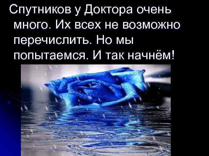  Спутников у Доктора очень много. Их всех не возможно перечислить. Но мы попытаемся.