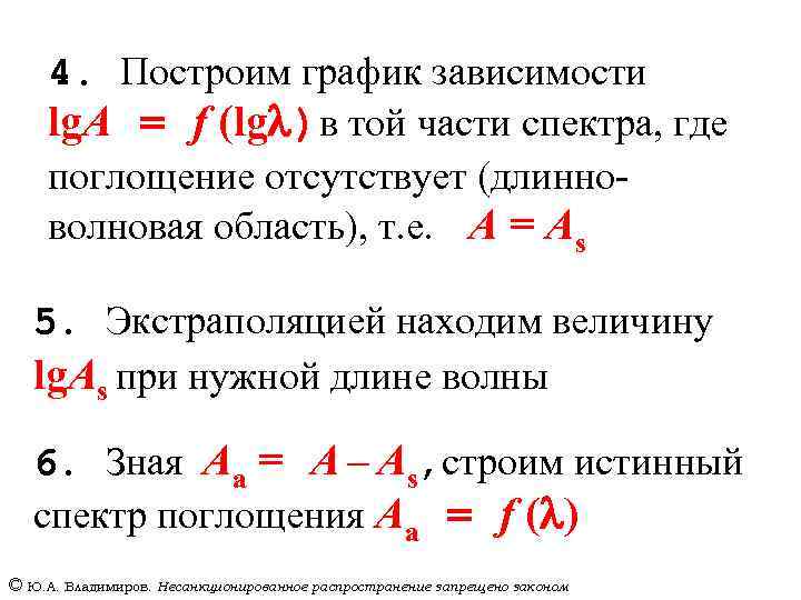 4. Построим график зависимости lg. А = f (lgl)в той части спектра, где поглощение