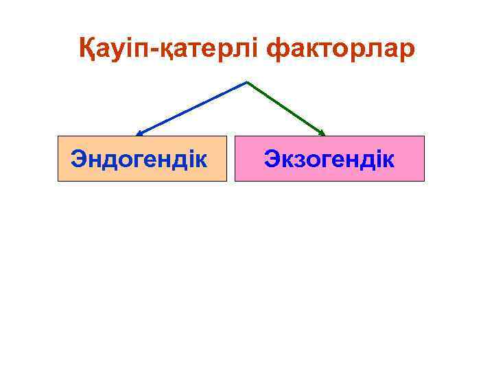 Қауіп-қатерлі факторлар Эндогендік Экзогендік 