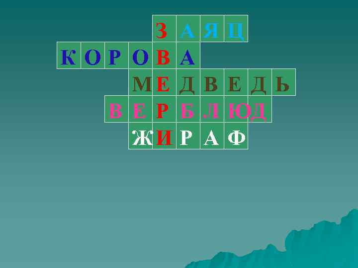 З КОР ОВ МЕ В Е Р ЖИ А А Д Б Р ЯЦ