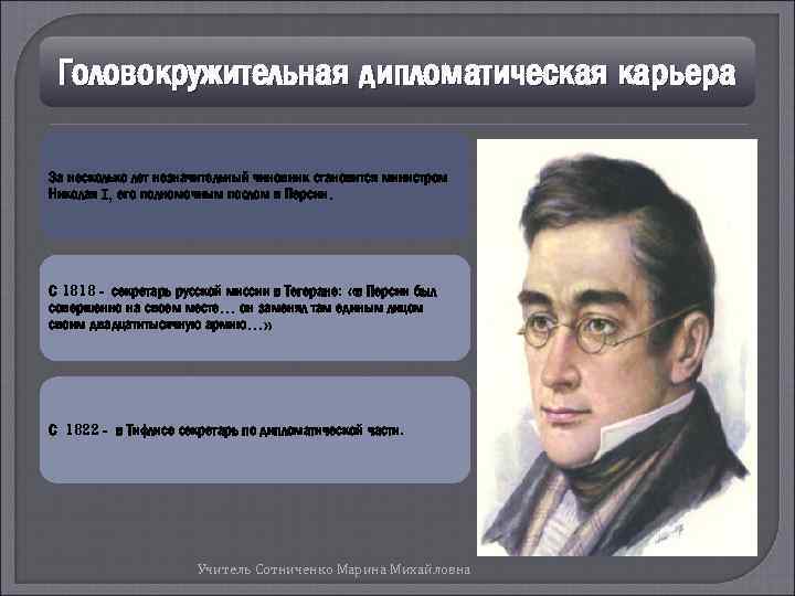 Головокружительная дипломатическая карьера За несколько лет незначительный чиновник становится министром Николая I, его полномочным