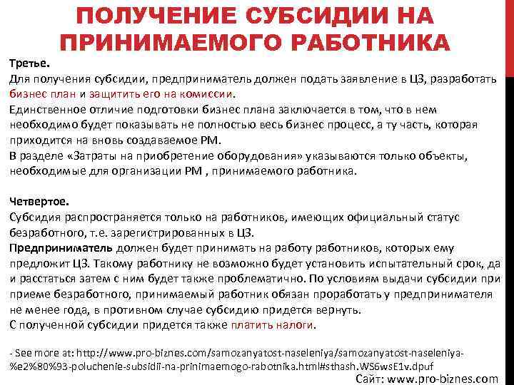 Бизнес план для получения субсидии от центра занятости для самозанятости