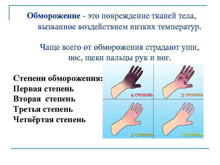 Обморожение - это повреждение тканей тела, вызванное воздействием низких температур. Чаще всего от обморожения