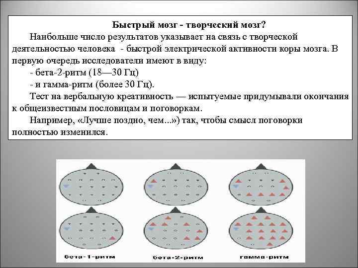 Быстрый мозг - творческий мозг? Наибольше число результатов указывает на связь с творческой деятельностью