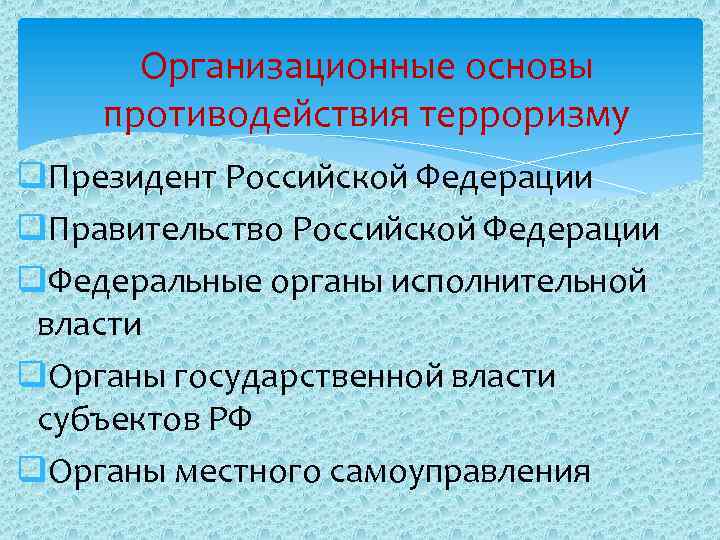 Основы борьбы с терроризмом