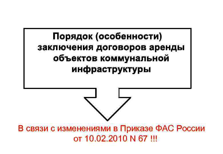 Порядок (особенности) заключения договоров аренды объектов коммунальной инфраструктуры В связи с изменениями в Приказе
