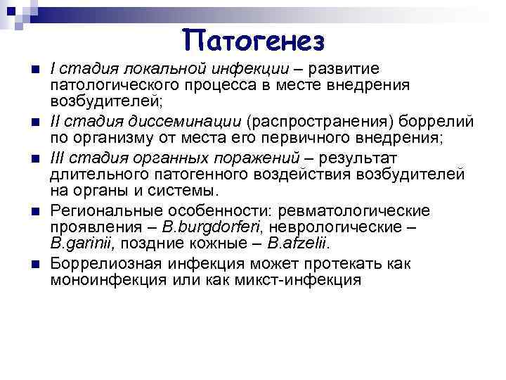 Патогенез n n n I стадия локальной инфекции – развитие патологического процесса в месте