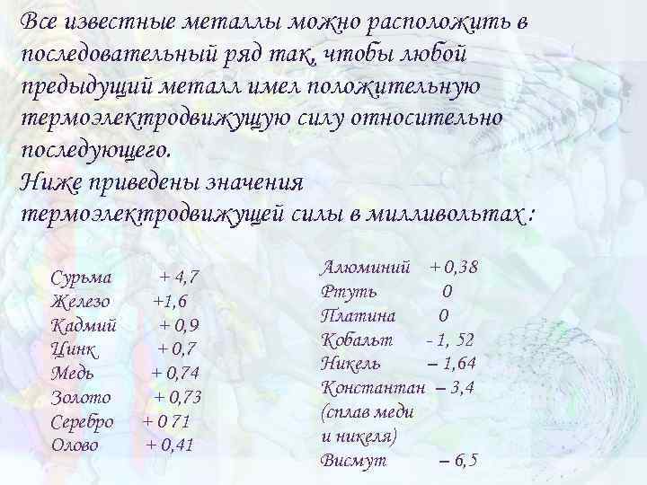 Все известные металлы можно расположить в последовательный ряд так, чтобы любой предыдущий металл имел