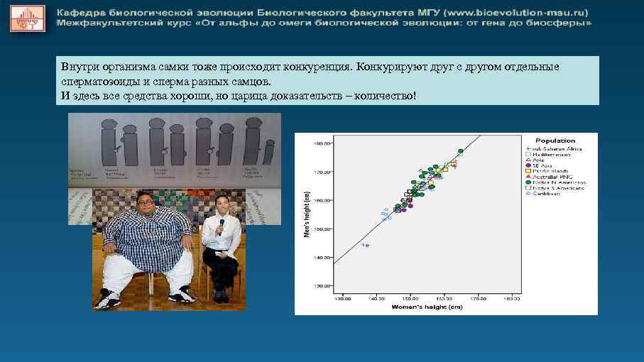 Внутри организма самки тоже происходит конкуренция. Конкурируют друг с другом отдельные сперматозоиды и сперма