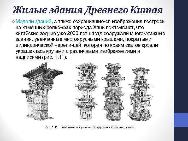 Жилые здания Древнего Китая v Модели зданий, а также сохранившие ся изображения построек на