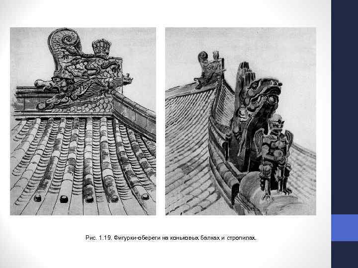 Рис. 1. 19. Фигурки обереги на коньковых балках и стропилах. 