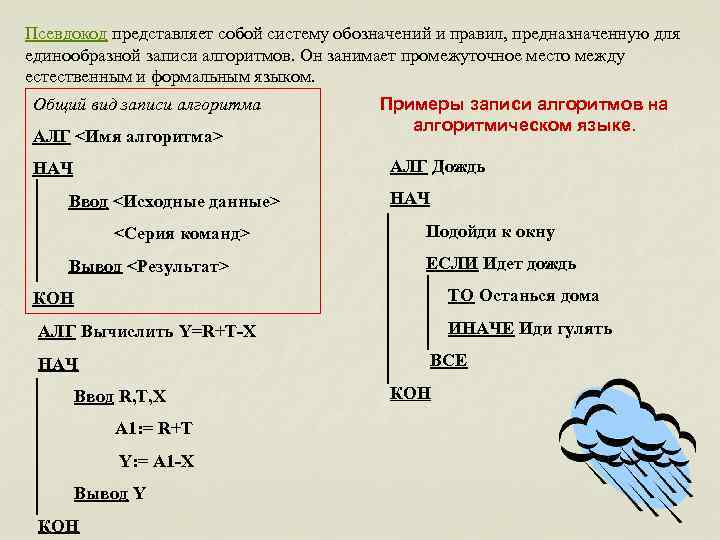 Запишите с помощью псевдокода