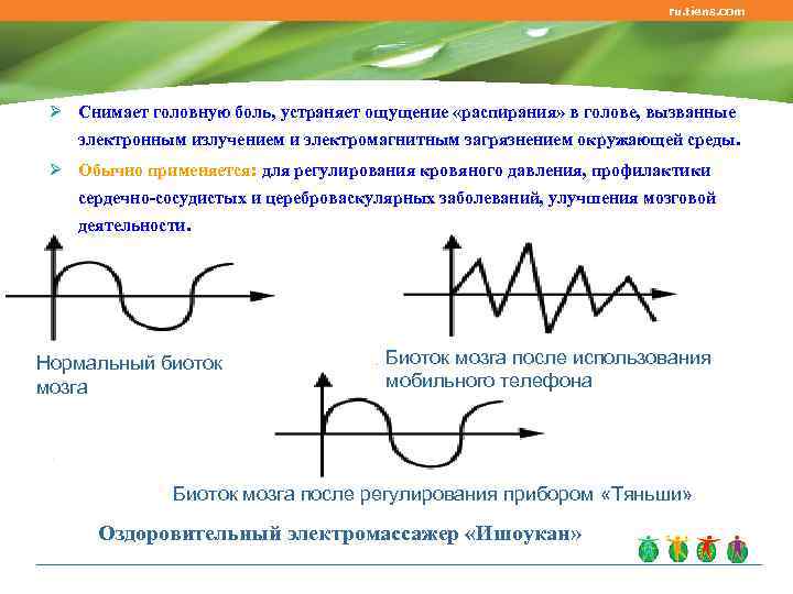 ru. tiens. com Ø Снимает головную боль, устраняет ощущение «распирания» в голове, вызванные электронным