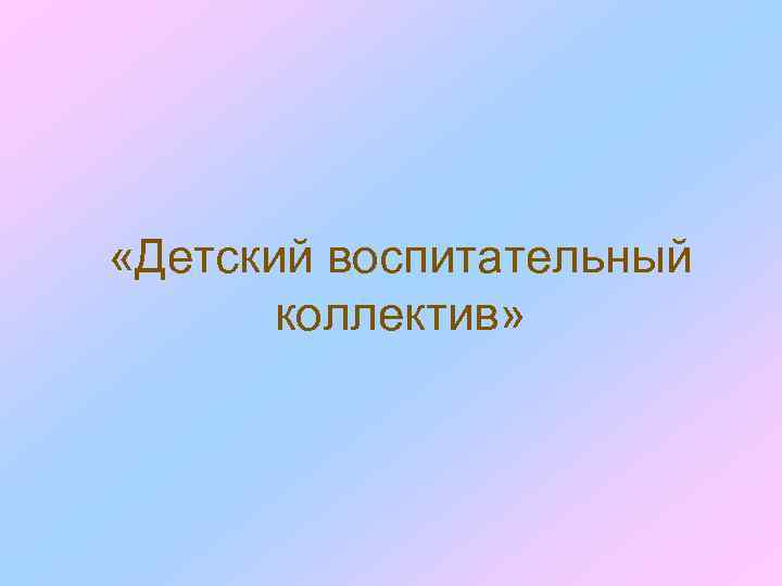  «Детский воспитательный коллектив» 