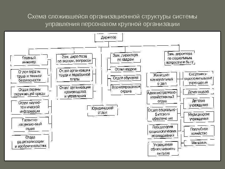 Схема сложившейся организационной структуры системы управления персоналом крупной организации 